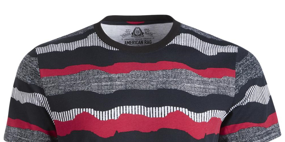 Camiseta masculina American Rag com estampa de gola redonda, preta, tamanho G