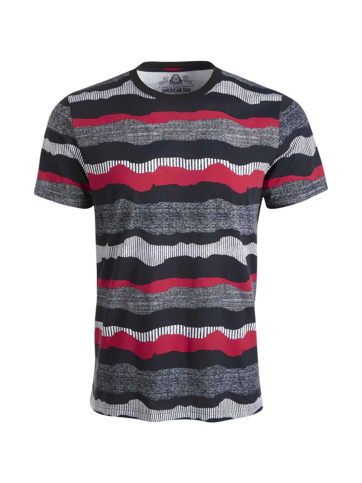 Camiseta masculina American Rag com estampa de gola redonda, preta, tamanho pequeno