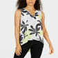 Blusa feminina Alfani com estampa cruzada frontal, verde, tamanho pequeno M