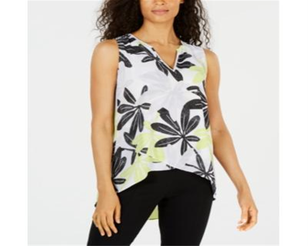 Blusa feminina Alfani com estampa cruzada frontal, verde, tamanho pequeno M