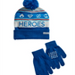 Conjunto de 2 peças de chapéu e luvas da Liga da Justiça da DC Comics Little &amp; Big Boy's, azul, tamanho único