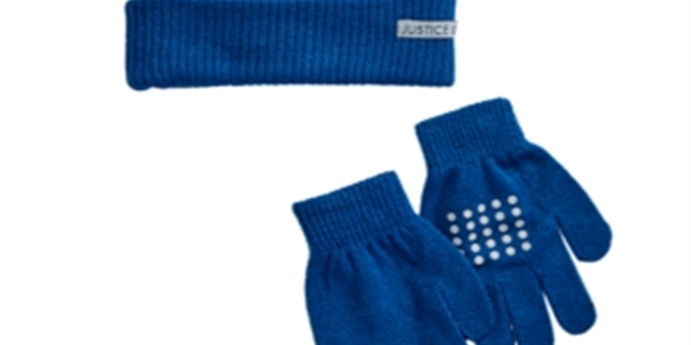 Conjunto de 2 peças de chapéu e luvas da Liga da Justiça da DC Comics Little &amp; Big Boy's, azul, tamanho único