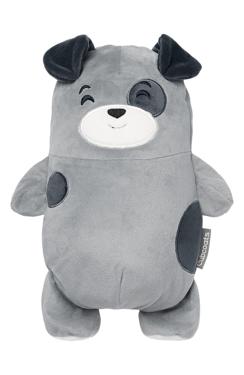 Colete de plumas transformador 2 em 1 para meninos Cubcoats Pimm The Puppy com capuz e pelúcia macia cinza