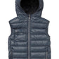 Colete de plumas transformador 2 em 1 para meninos Cubcoats Pimm The Puppy com capuz e pelúcia macia cinza