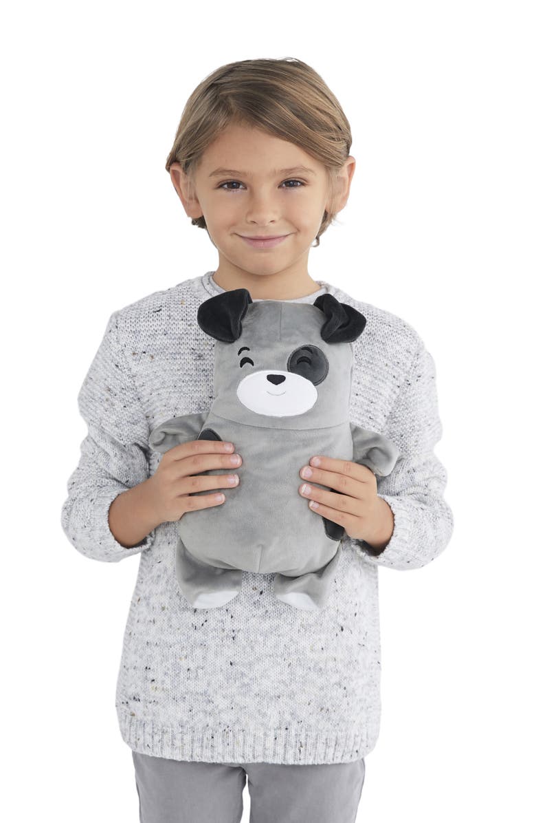 Colete de plumas transformador 2 em 1 para meninos Cubcoats Pimm The Puppy com capuz e pelúcia macia cinza