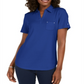 Polo Karen Scott feminino com gola lisa, azul, tamanho pequeno