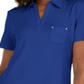 Polo Karen Scott feminino com gola lisa, azul, tamanho pequeno