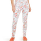 Calça jeans feminina Lexington com estampa floral e perna reta, branca, tamanho 8