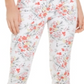 Calça jeans feminina Lexington com estampa floral e perna reta, branca, tamanho 8