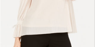 Blusa feminina Alfani com listras texturizadas e decote embelezado, vermelha, tamanho 14P