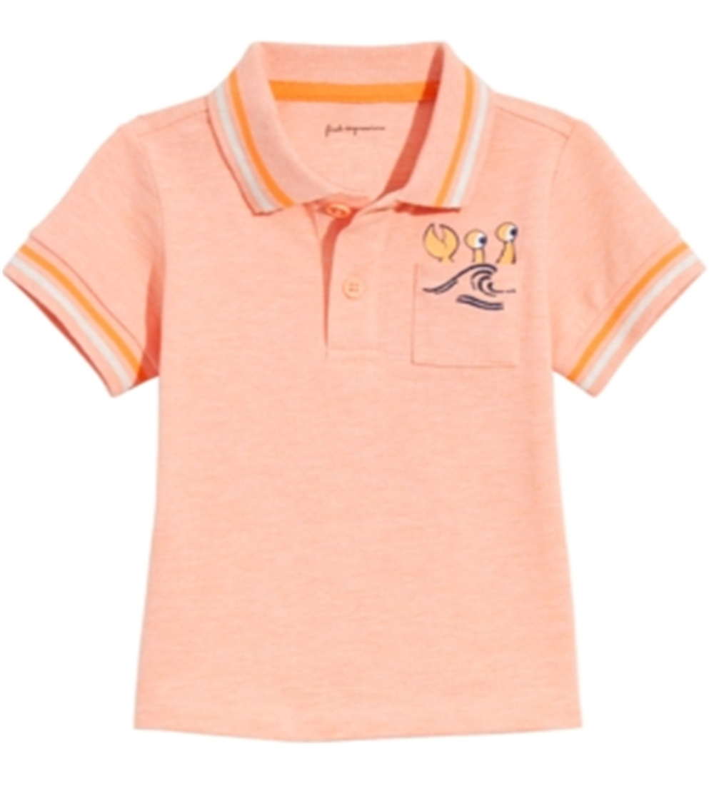 Camisa polo de algodão com bolso de praia First Impressions Baby Boy Laranja - Tamanho 24 M
