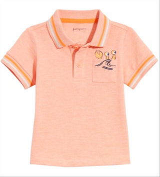 Camisa polo de algodão com bolso de praia First Impressions Baby Boy Laranja - Tamanho 24 M