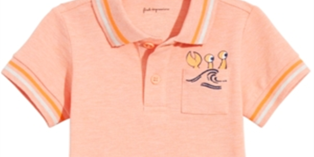 Camisa polo de algodão com bolso de praia First Impressions Baby Boy Laranja - Tamanho 24 M
