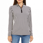 Camiseta feminina Charter Club com zíper e estampa pied-de-poule, preta, tamanho G