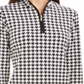 Camiseta feminina Charter Club com zíper e estampa pied-de-poule, preta, tamanho G