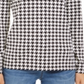 Camiseta feminina Charter Club com zíper e estampa pied-de-poule, preta, tamanho G