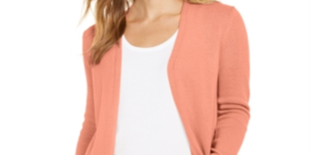 Suéter feminino Charter Club com frente aberta e bainha curva, laranja, tamanho pequeno M