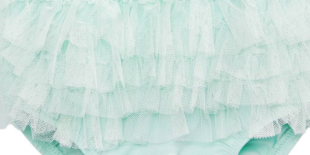 Calça pantalona de tule com babados First Impressions para bebê menina, verde, tamanho 0-3 meses