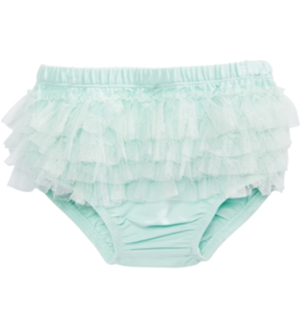 Calça pantalona de tule com babados First Impressions para bebê menina, verde, tamanho 0-3 meses