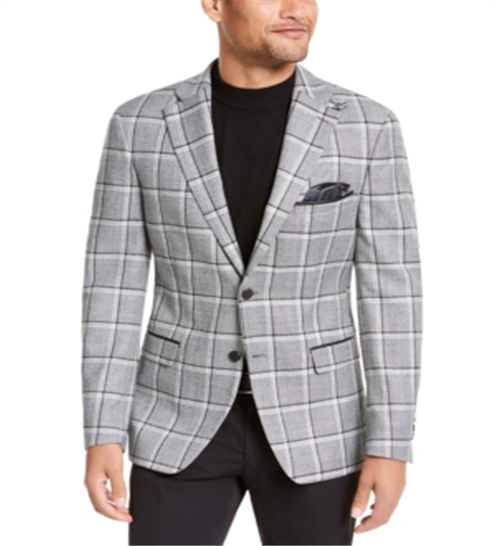 Casaco esportivo xadrez slim fit masculino Tallia, preto, tamanho 42R