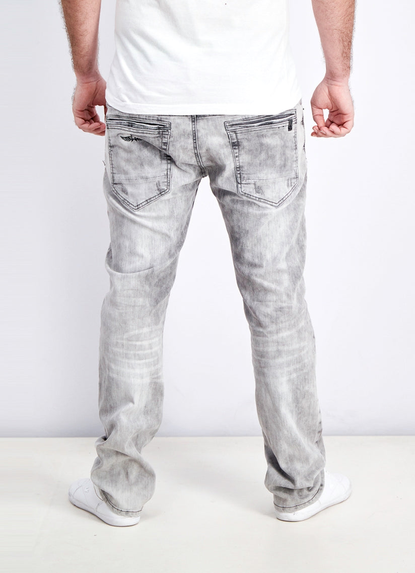 Calça jeans masculina Buffalo David Bitton Ash x Slim Fit Stretch, cinza, tamanho 3X30