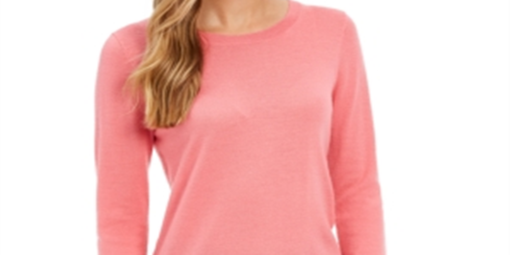 Suéter feminino Charter Club de lã merino com punhos abotoados e gola redonda, rosa, tamanho 2, extra grande