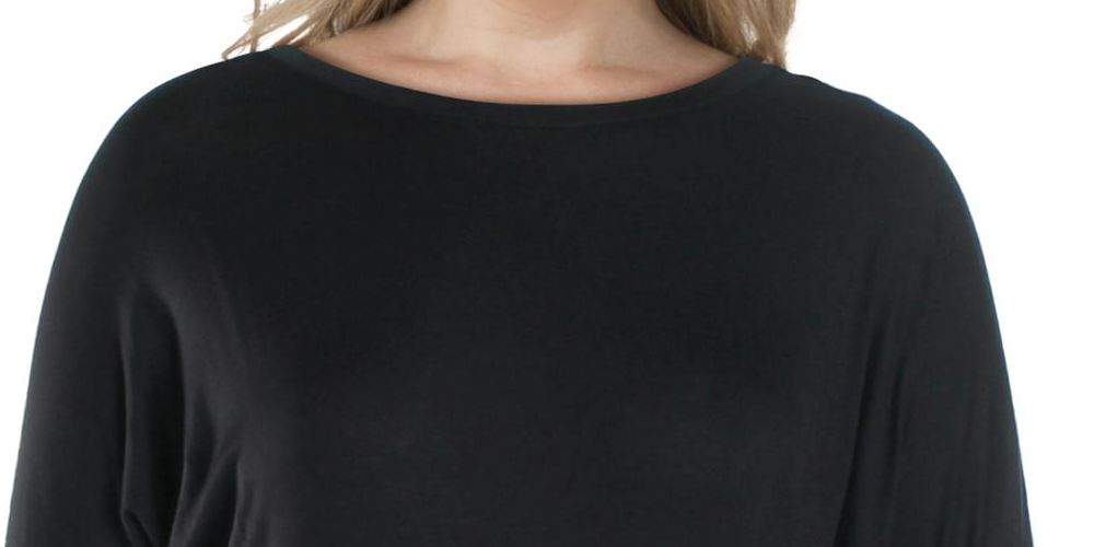 Blusa feminina plus size com manga morcego White Mark, preta, tamanho GG