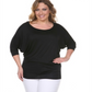 Blusa feminina plus size com manga morcego White Mark, preta, tamanho GG