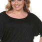 Blusa feminina plus size com manga morcego White Mark, preta, tamanho GG