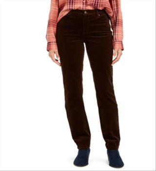 Calça de veludo cotelê Lexington Tummy Control feminina Charter Club, tamanho marrom, 14x4