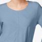 Blusa feminina estilo &amp; co com manga sino e decote em joia, azul, tamanho pequeno médio