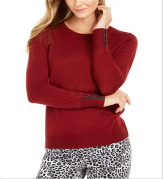 Suéter feminino Charter Club de lã merino com punhos abotoados e gola redonda, vermelho, tamanho 2XL