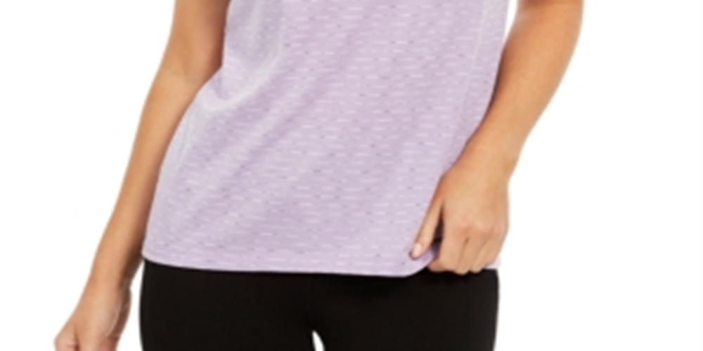 Camiseta feminina listrada com costas em treliça Ideology, roxa, tamanho P