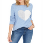 Suéter feminino estilo coração azul tamanho P