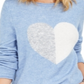 Suéter feminino estilo coração azul tamanho P