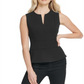 Blusa peplum feminina DKNY com decote em V, preta, tamanho P