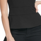 Blusa peplum feminina DKNY com decote em V, preta, tamanho P