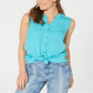 Blusa sem mangas com amarração lateral feminina Style &amp; Co, azul, tamanho pequeno M