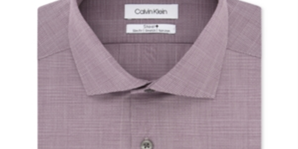 Camisa social masculina Calvin Klein Performance com estampa elástica, vermelha escura, tamanho 16x32-33