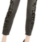Calça jeans skinny feminina com estampa de leopardo e flocada da INC International Concepts, preta, tamanho 0