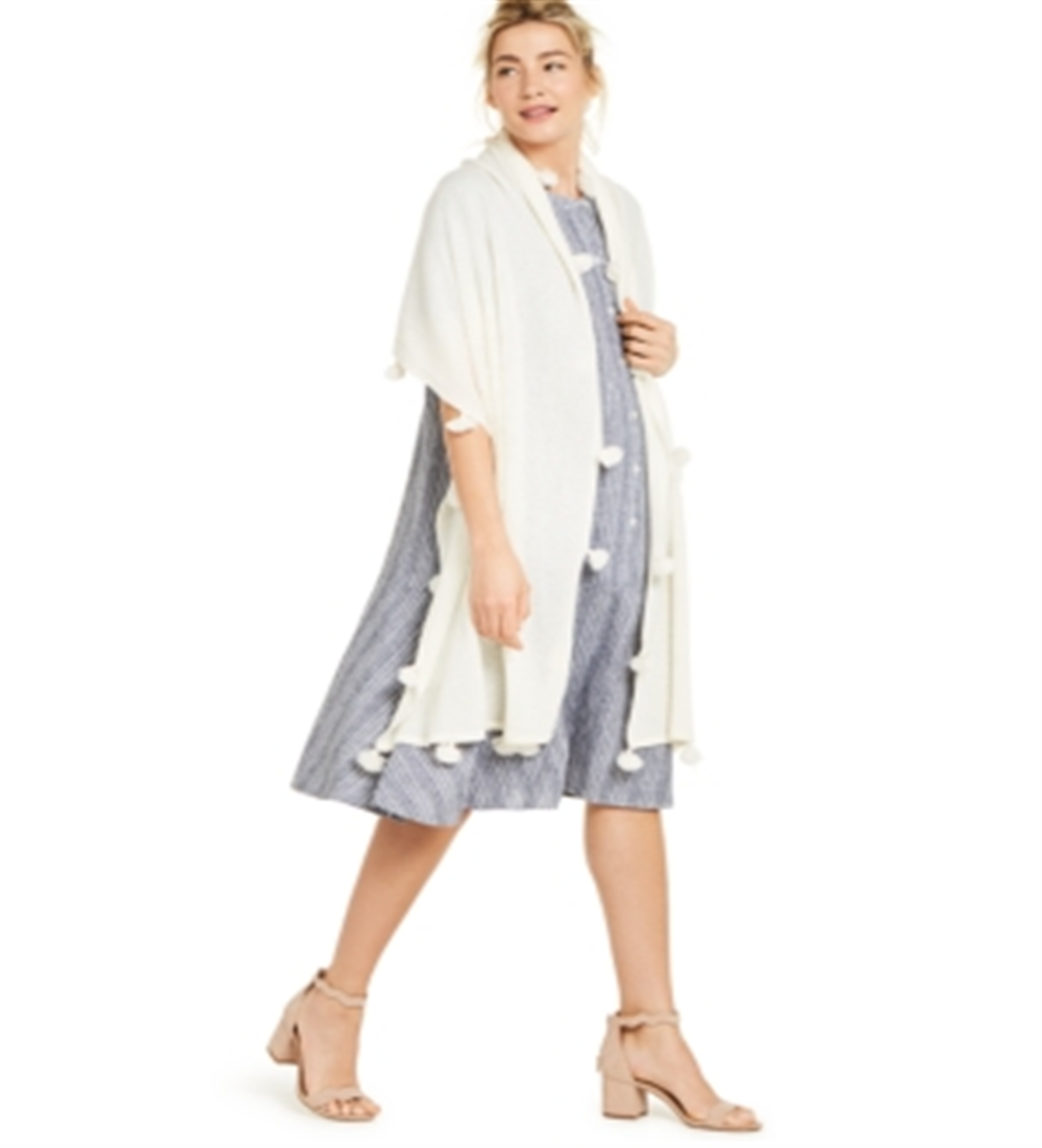 Cachecol feminino de cashmere com borlas, branco, tamanho único