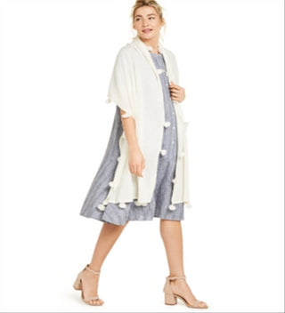 Cachecol feminino de cashmere com borlas, branco, tamanho único