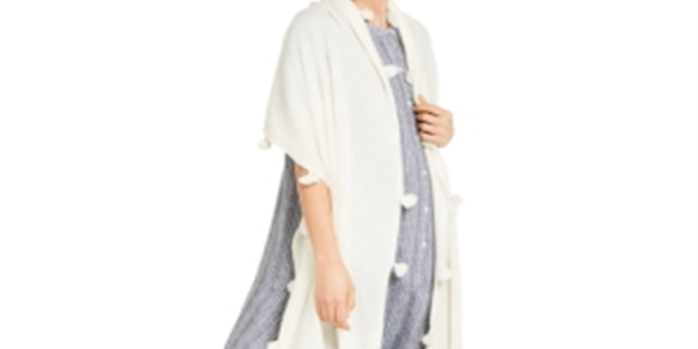 Cachecol feminino de cashmere com borlas, branco, tamanho único