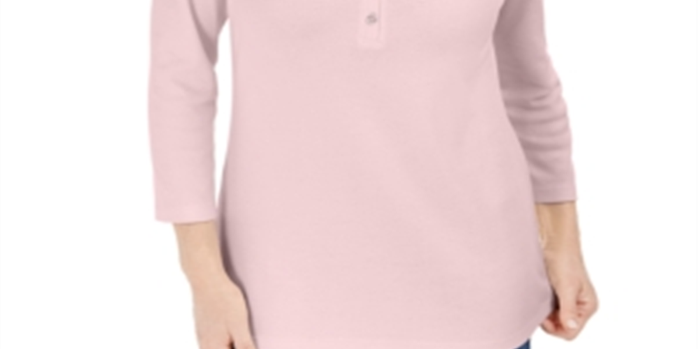 Camisa Henley Manga 3/4 Feminina Karen Scott Rosa Tamanho M