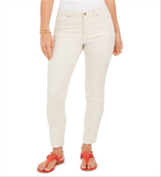 Calça jeans skinny feminina Charter Club com listras estampadas Bristol, marrom, tamanho 14