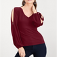 INC International Concepts Top feminino com mangas divididas e botões de strass, vermelho, tamanho PP