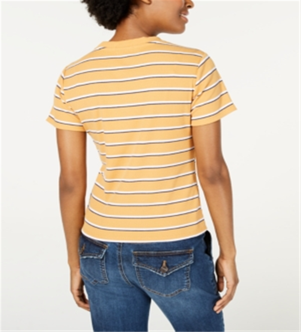 Camiseta de gola redonda em malha canelada Ultra Flirt Junior, marrom, tamanho XS