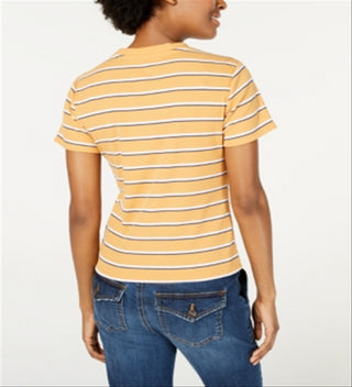 Camiseta de gola redonda em malha canelada Ultra Flirt Junior, marrom, tamanho XS