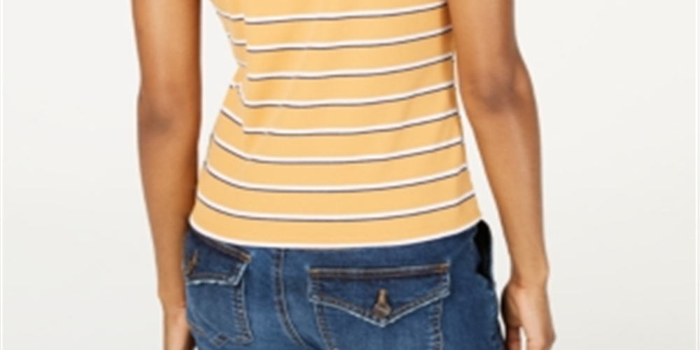 Camiseta de gola redonda em malha canelada Ultra Flirt Junior, marrom, tamanho XS