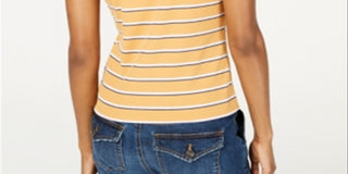 Camiseta de gola redonda em malha canelada Ultra Flirt Junior, marrom, tamanho XS